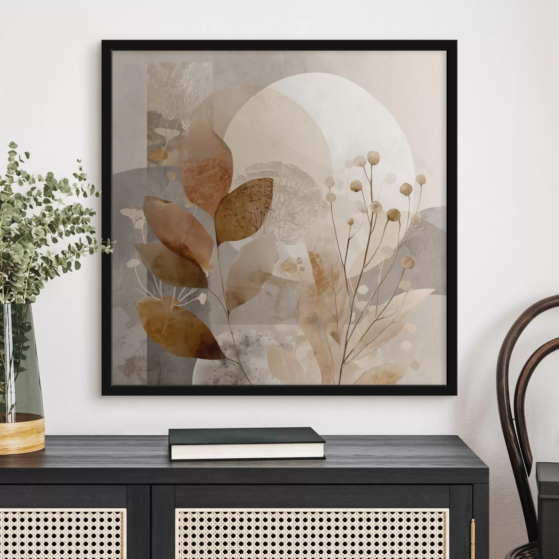 Fotobehang Bloemenpatroon in beige en bruin f46308