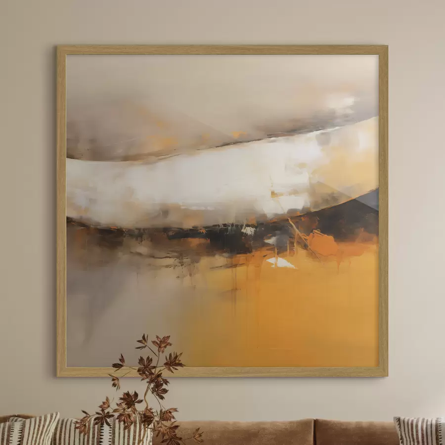 Fotobehang Dynamische compositie met oranje en donkere tinten f46318