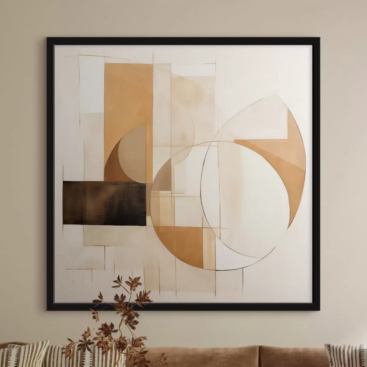 Poster Abstracte minimalistische compositie in warme tinten f46321