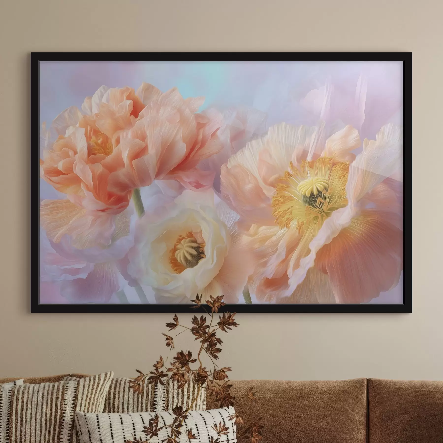 Fotobehang Delicate bloemen in pasteltinten met zachte verlichting f46160