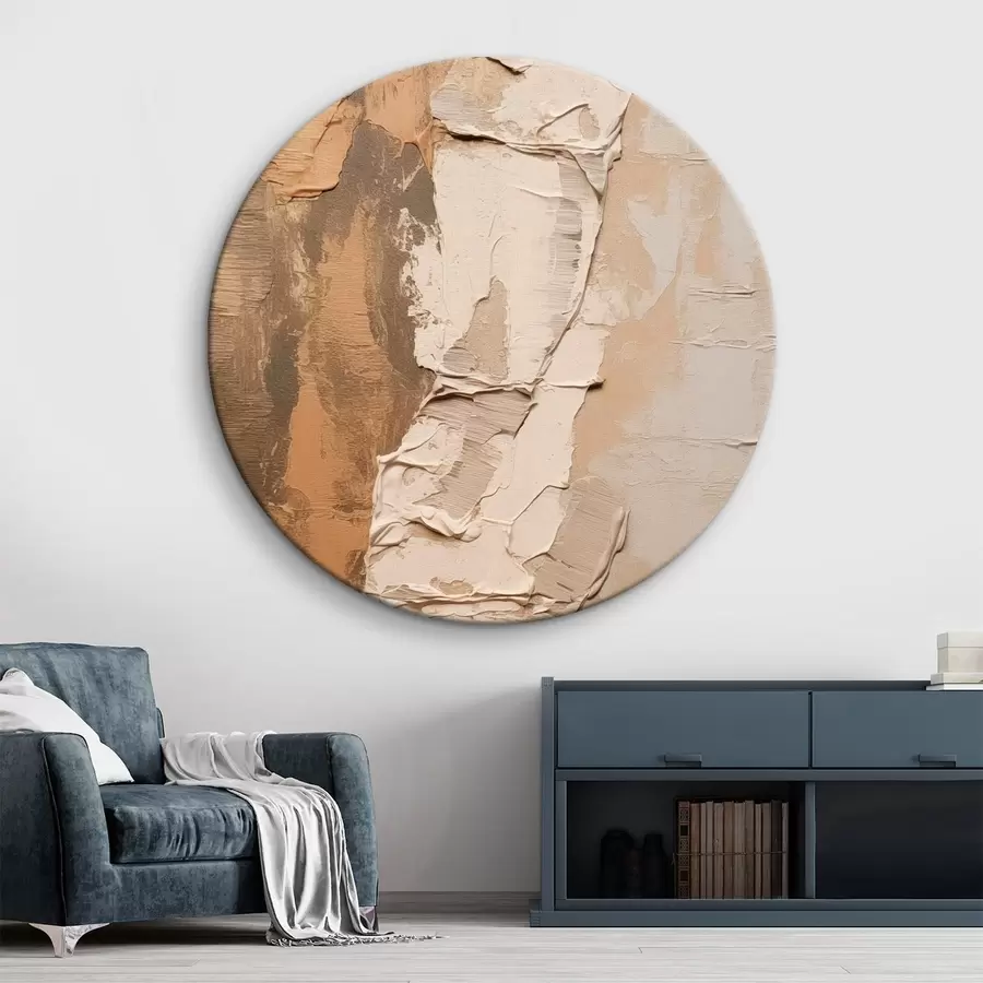  Schilderijen Abstract schilderij met dikke penseelstreken, beige en bruine tinten, gestructureerd oppervlak, neutraal kleurenpalet r46272