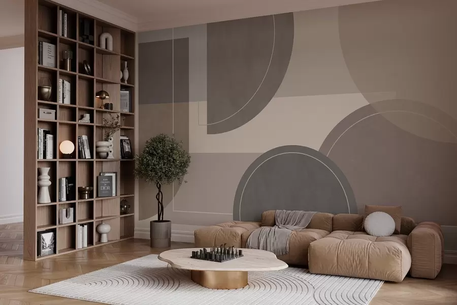 Fotobehang moderne geometrie in natuurlijke kleuren w04811