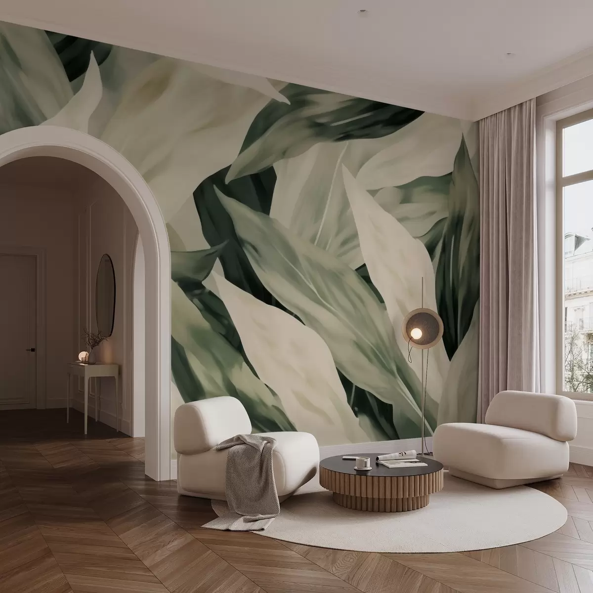 Fotobehang Geschilderde bladeren w04799