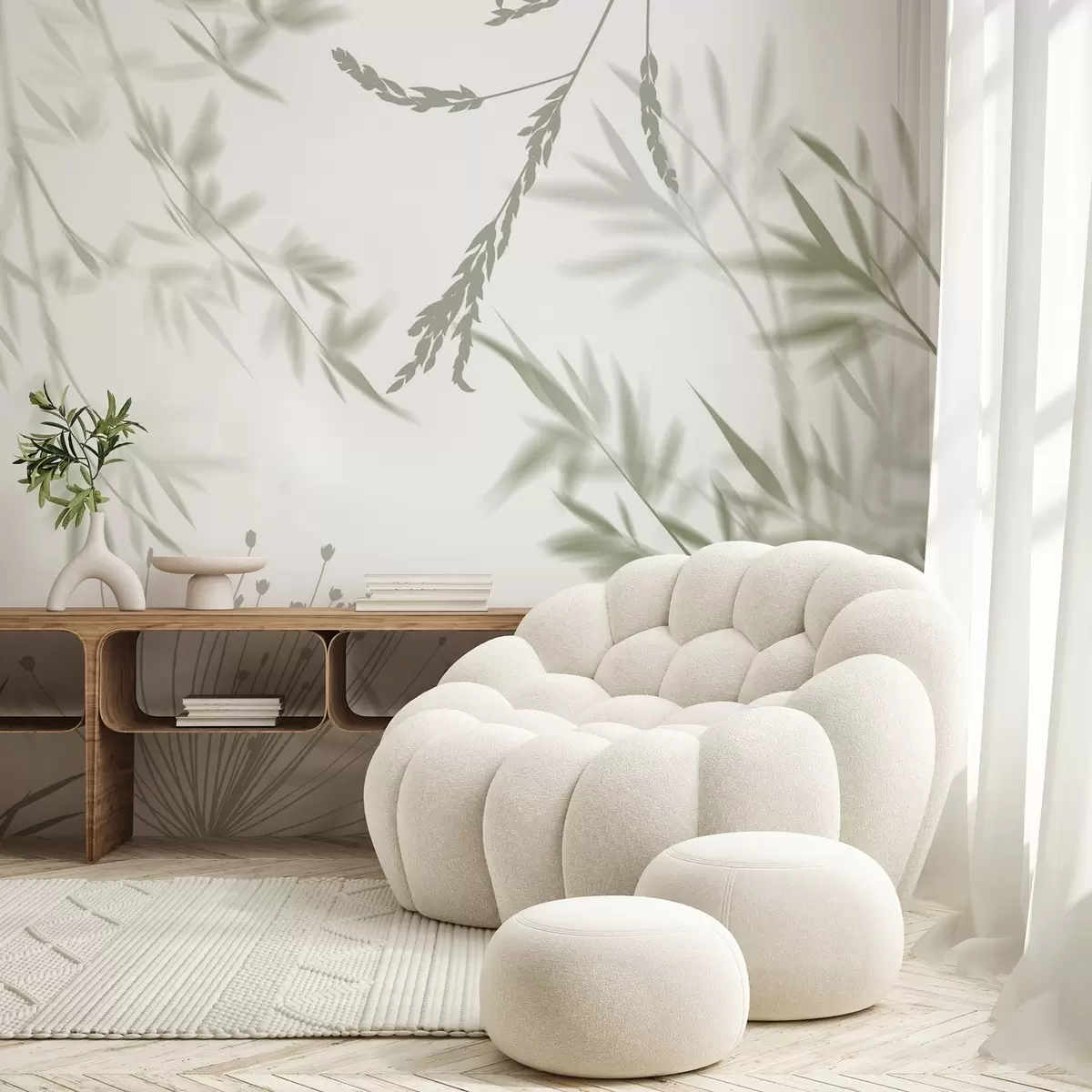 Fotobehang Silhouetten van gebladerte w04850