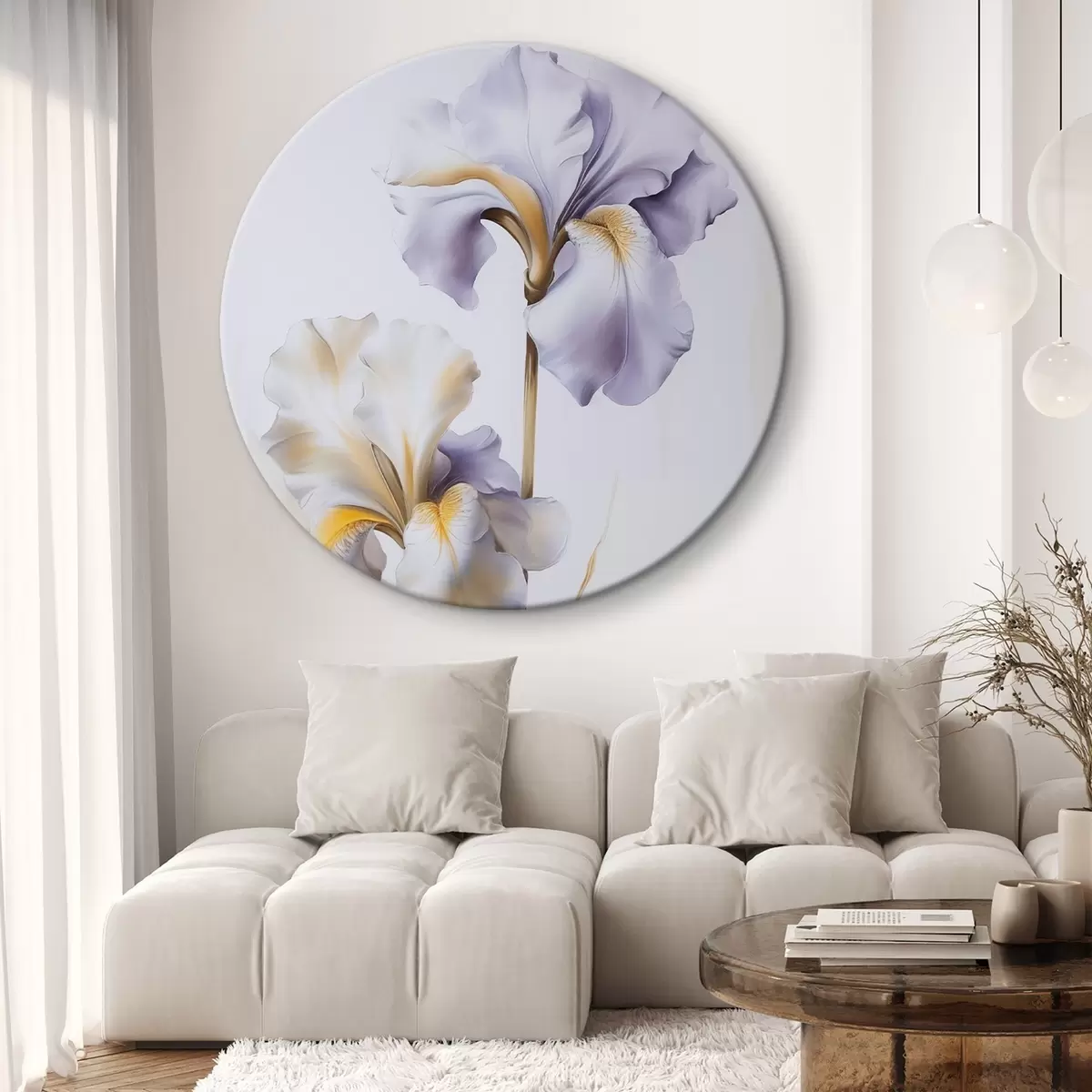 Ronde schilderijen Irisen  imitatie schilderij r46440