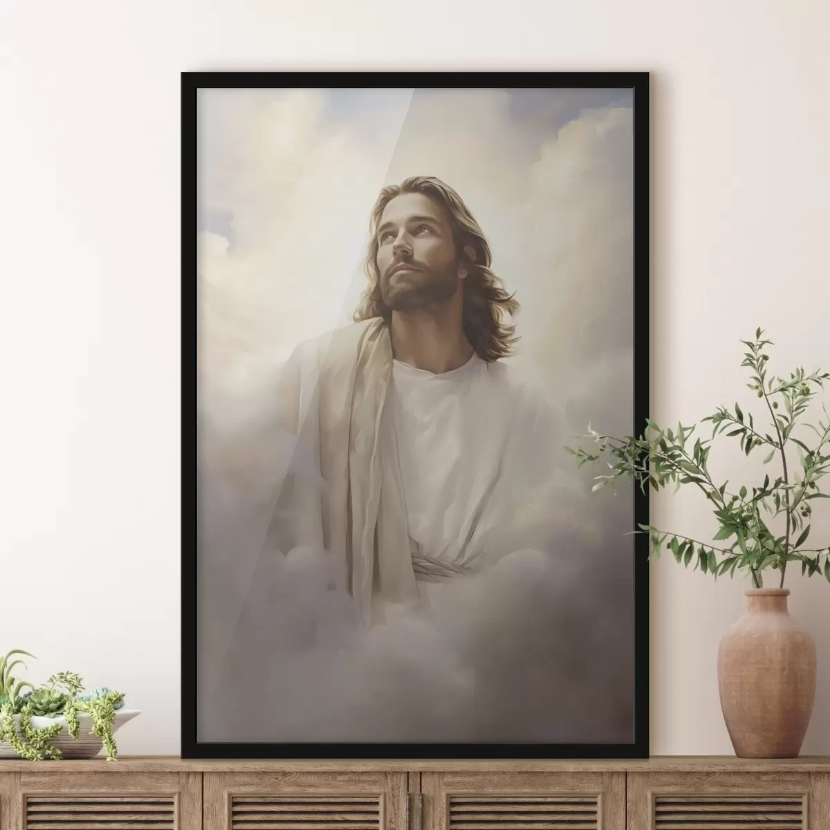 Poster Jezus tussen de wolken f46445