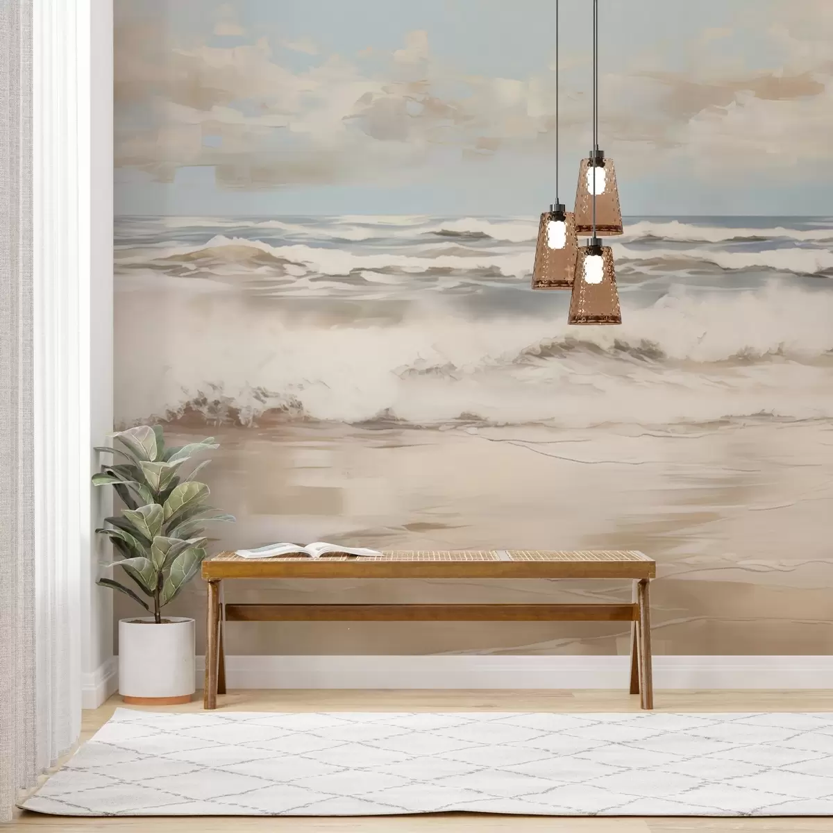 Fotobehang Pastelkleurig zeegezicht w04836