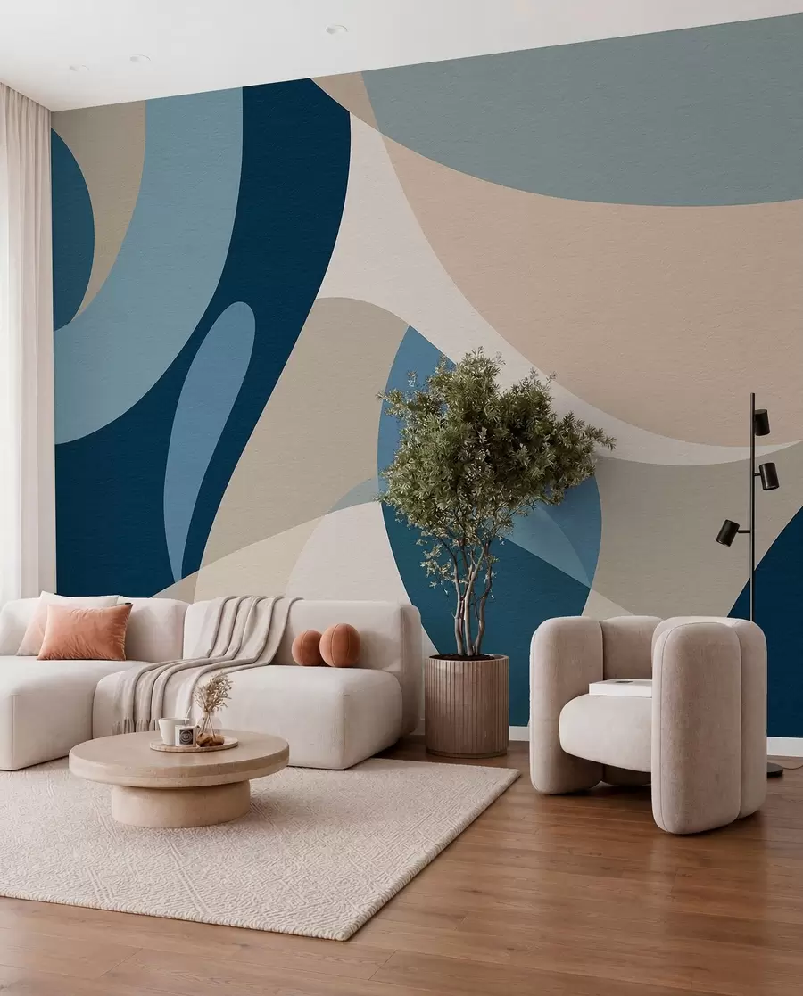 Fotobehang Blauwe bogen in balans w04843