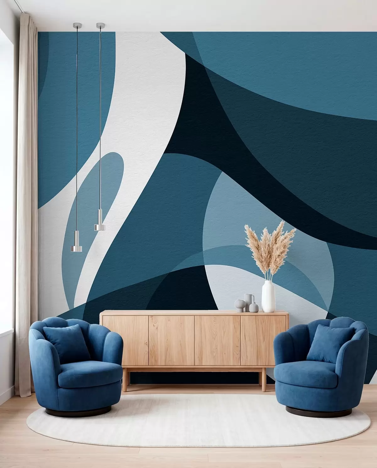 Fotobehang Rondingen in diepblauw w04843v1