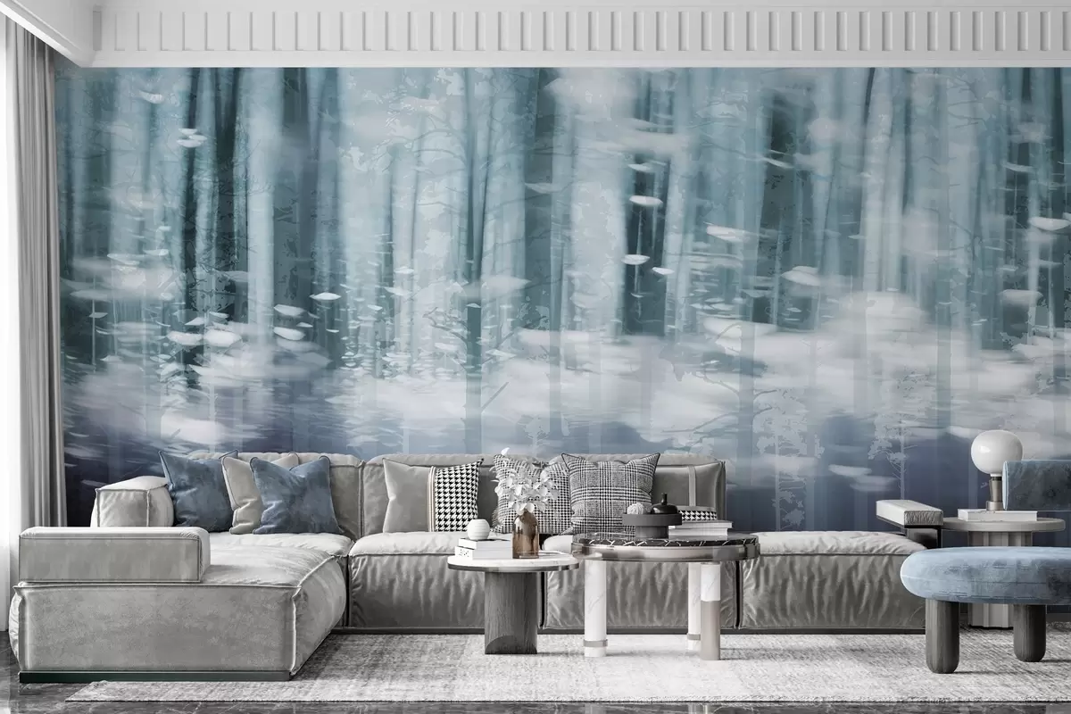 Fotobehang Gestileerde boomstammen in pastelkleuren w04844v1