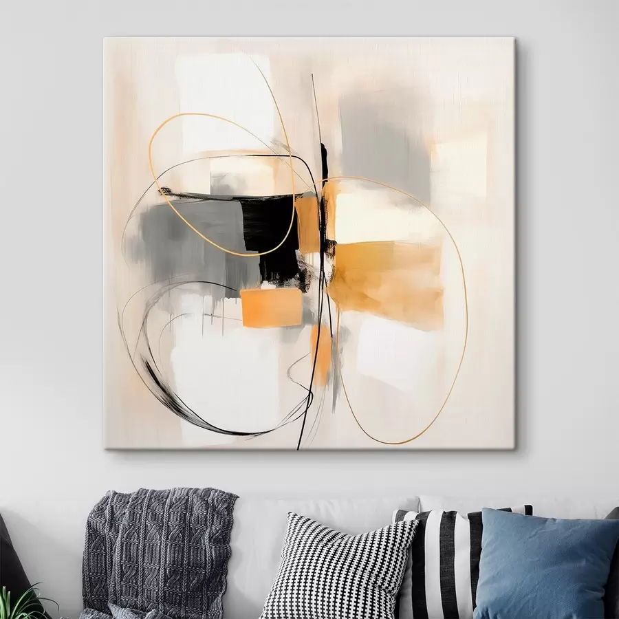  Schilderijen Abstract, lijnen en vormen in olieverfstijl s46322