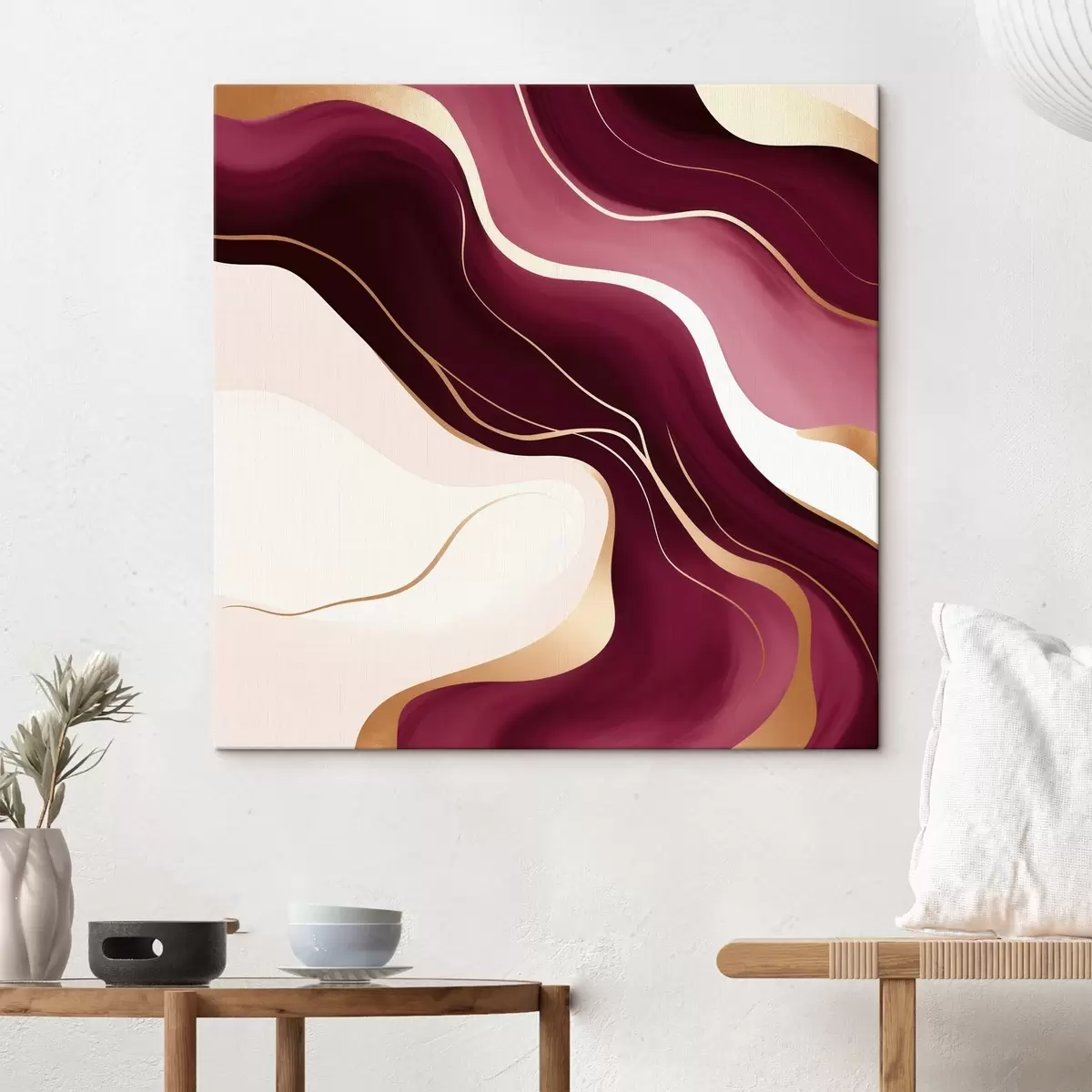  Schilderijen Vloeiende vormen, druif en roze kleurenpalet s46330