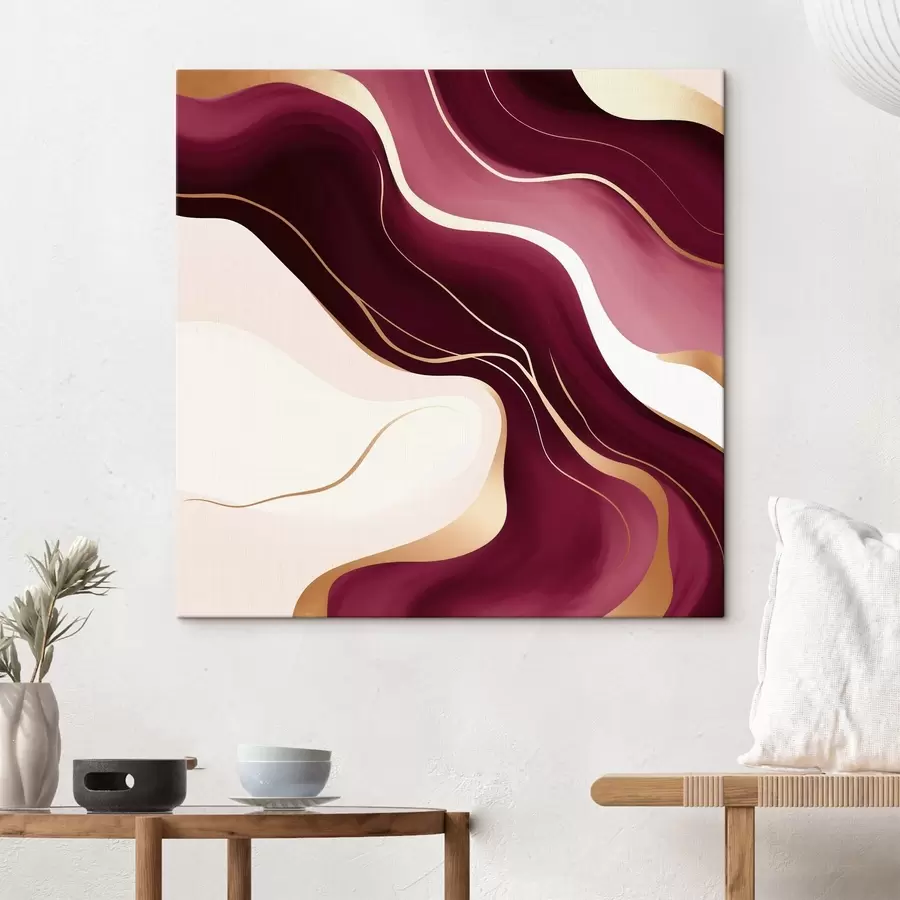  Schilderijen Vloeiende vormen, druif en roze kleurenpalet s46330