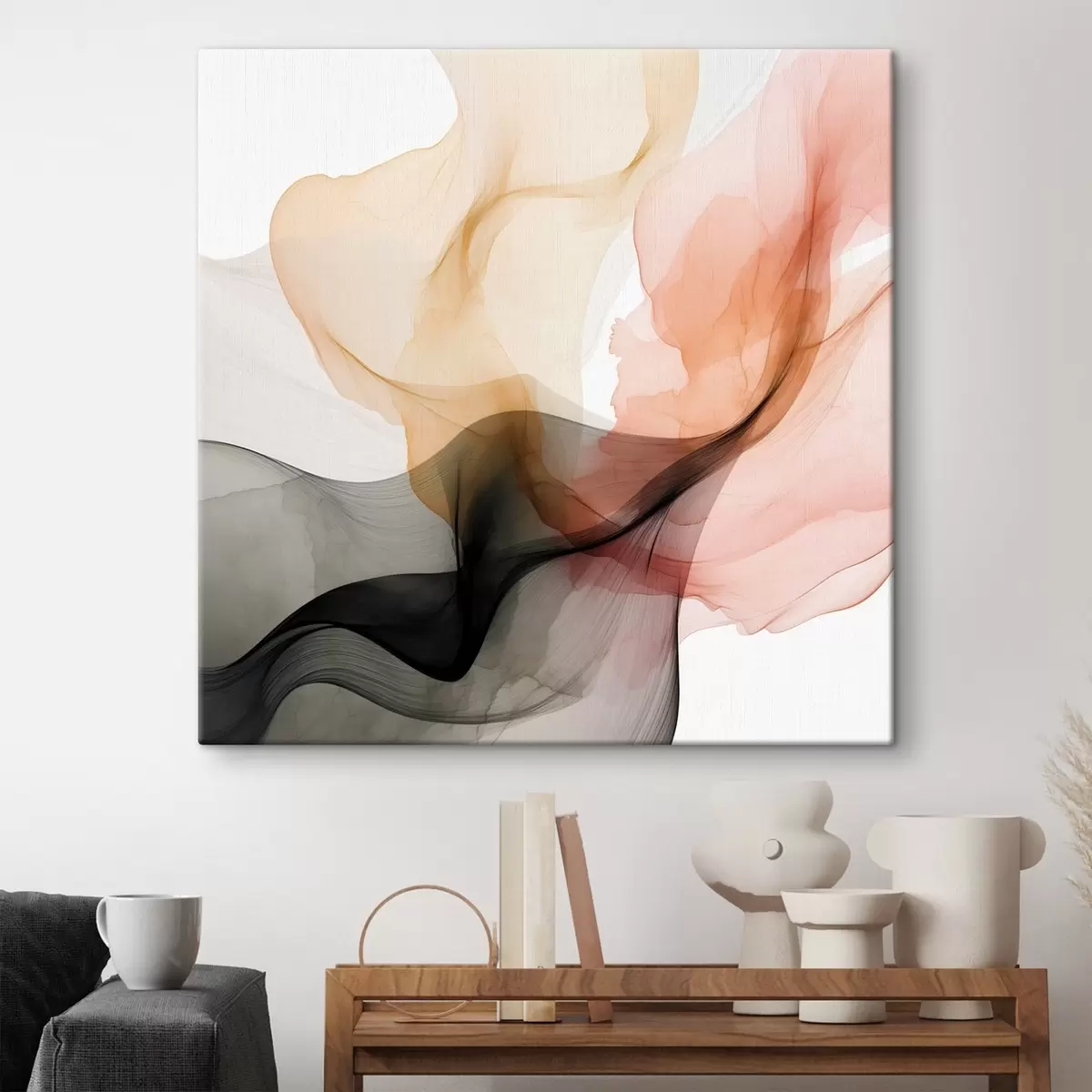  Schilderijen Koraal en grijs overlopen in een delicate stijl s46333