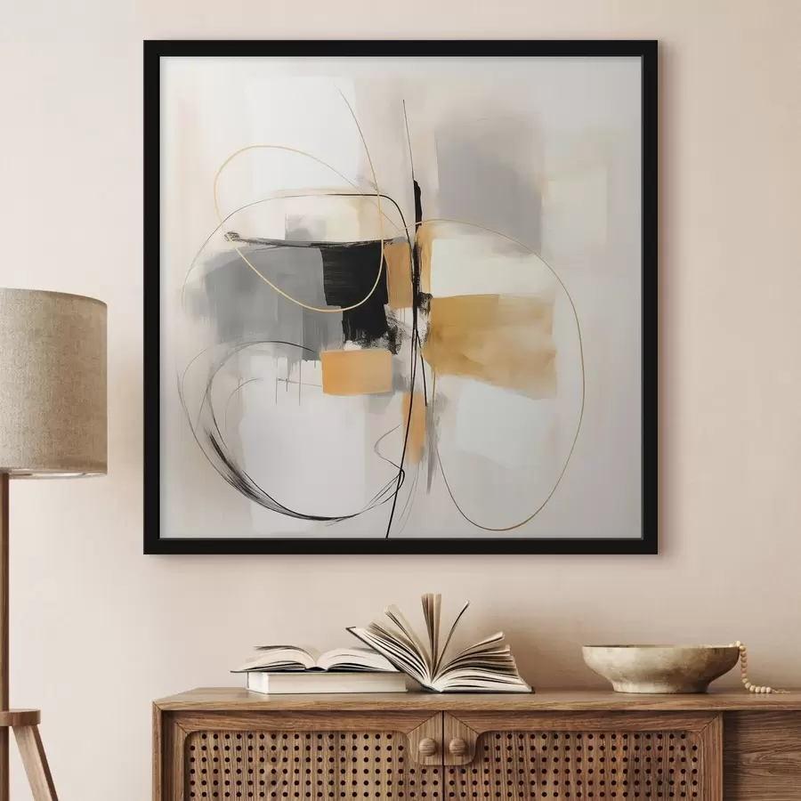 Fotobehang Abstract, lijnen en vormen in olieverfstijl f46322