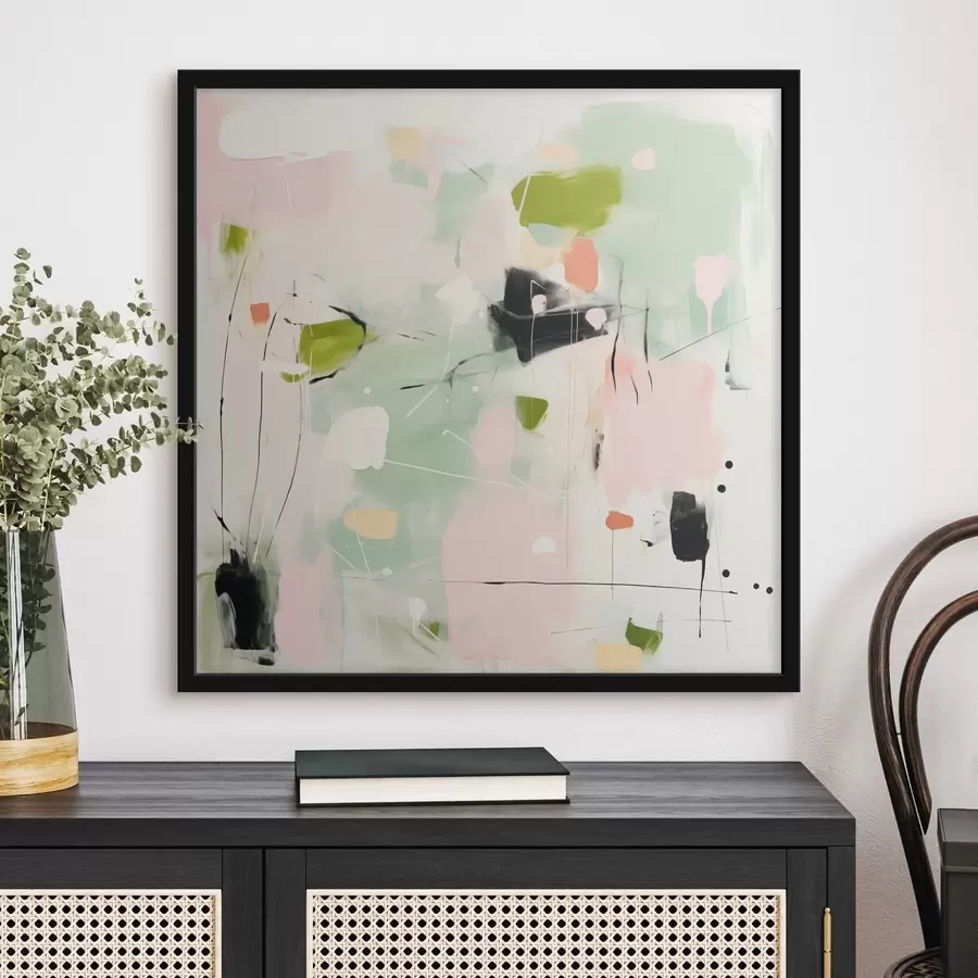 Fotobehang Roze en mintgroen, pastelkleurige penseelstreken f46324