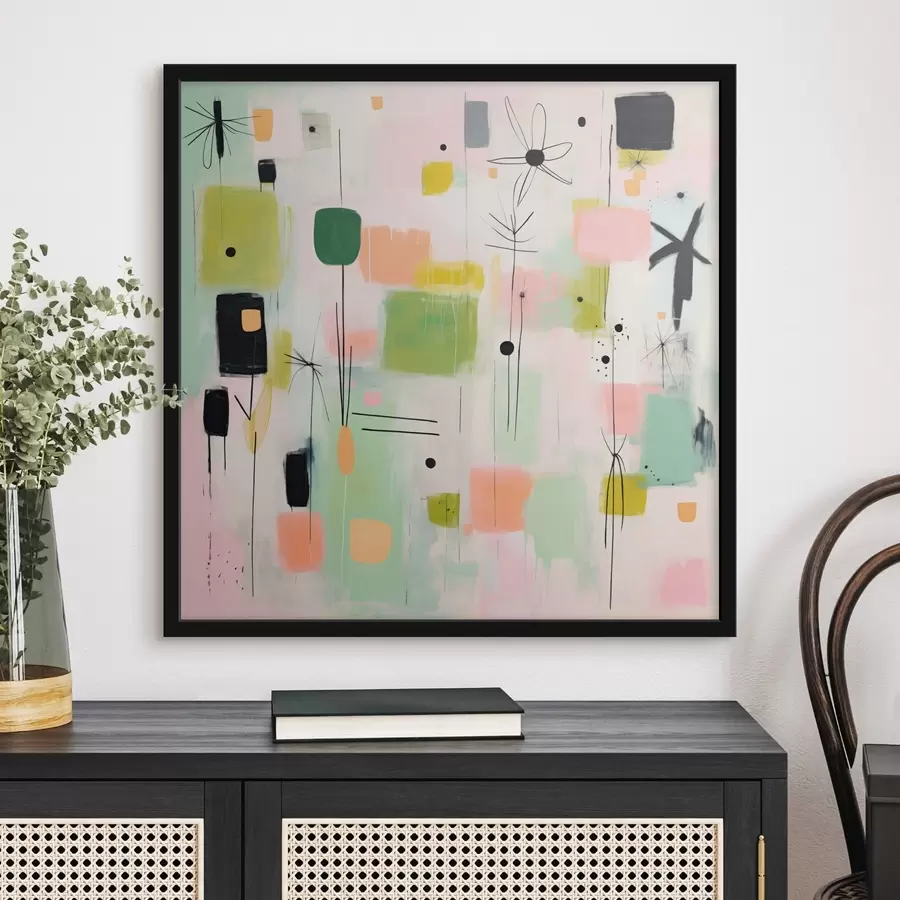 Fotobehang Abstracte bloemen, lichte compositie in olieverfstijl f46325