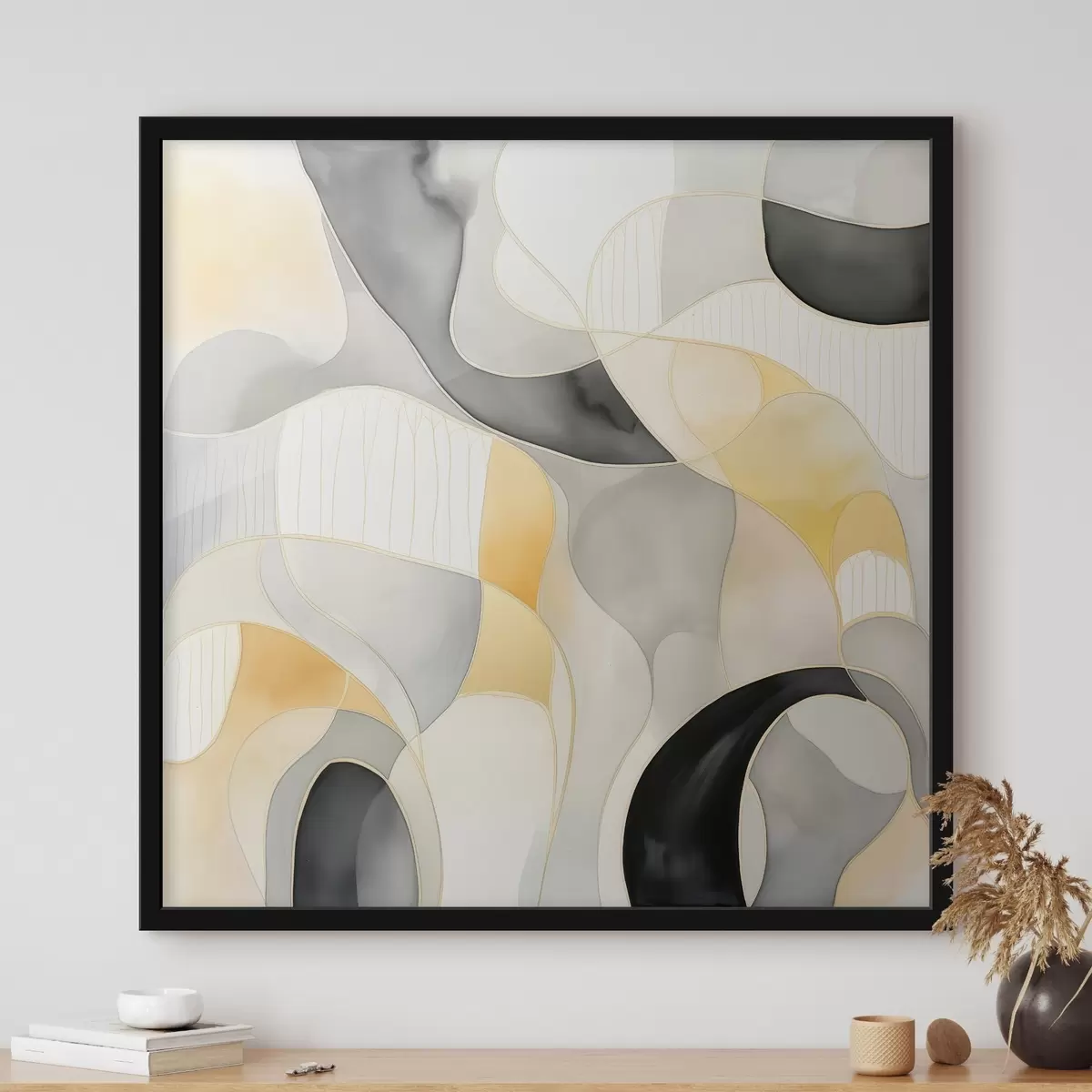 Poster Golvende vormen in alcoholinktstijl f46329