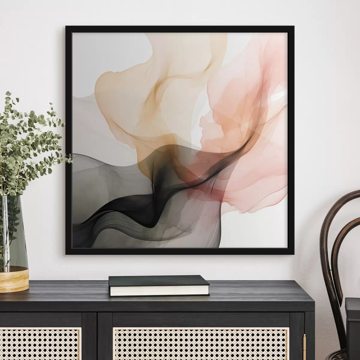 Poster Koraal en grijs overlopen in een delicate stijl f46333