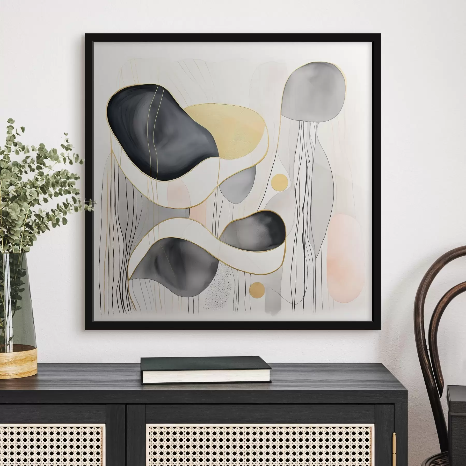 Fotobehang Neutrale samenstelling, grijze en zandkleurige vlekken in moderne stijl f46334