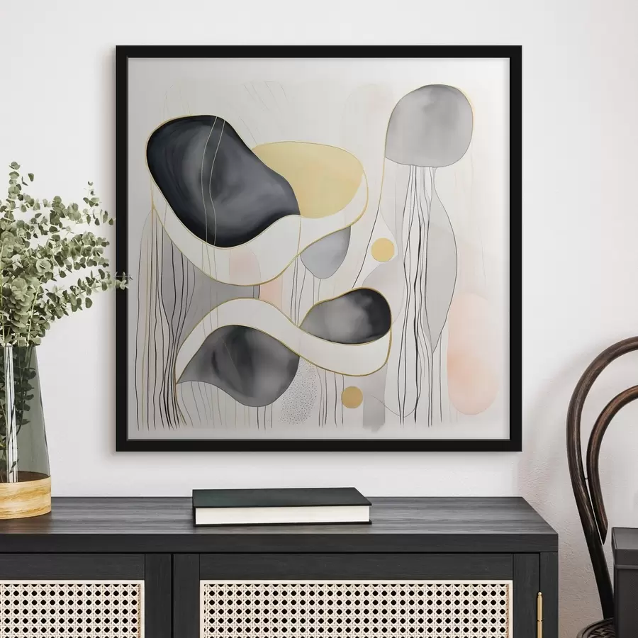 Fotobehang Neutrale samenstelling, grijze en zandkleurige vlekken in moderne stijl f46334