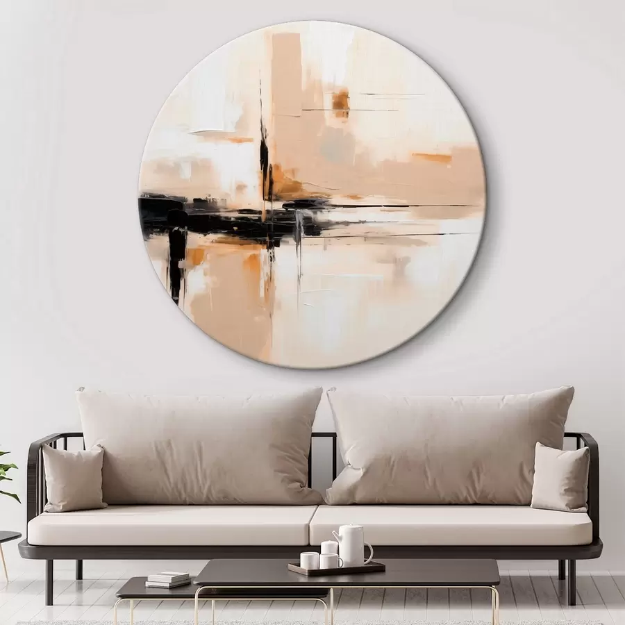  Schilderijen Beige en zwart, verticale abstractie in minimalistische stijl r46326