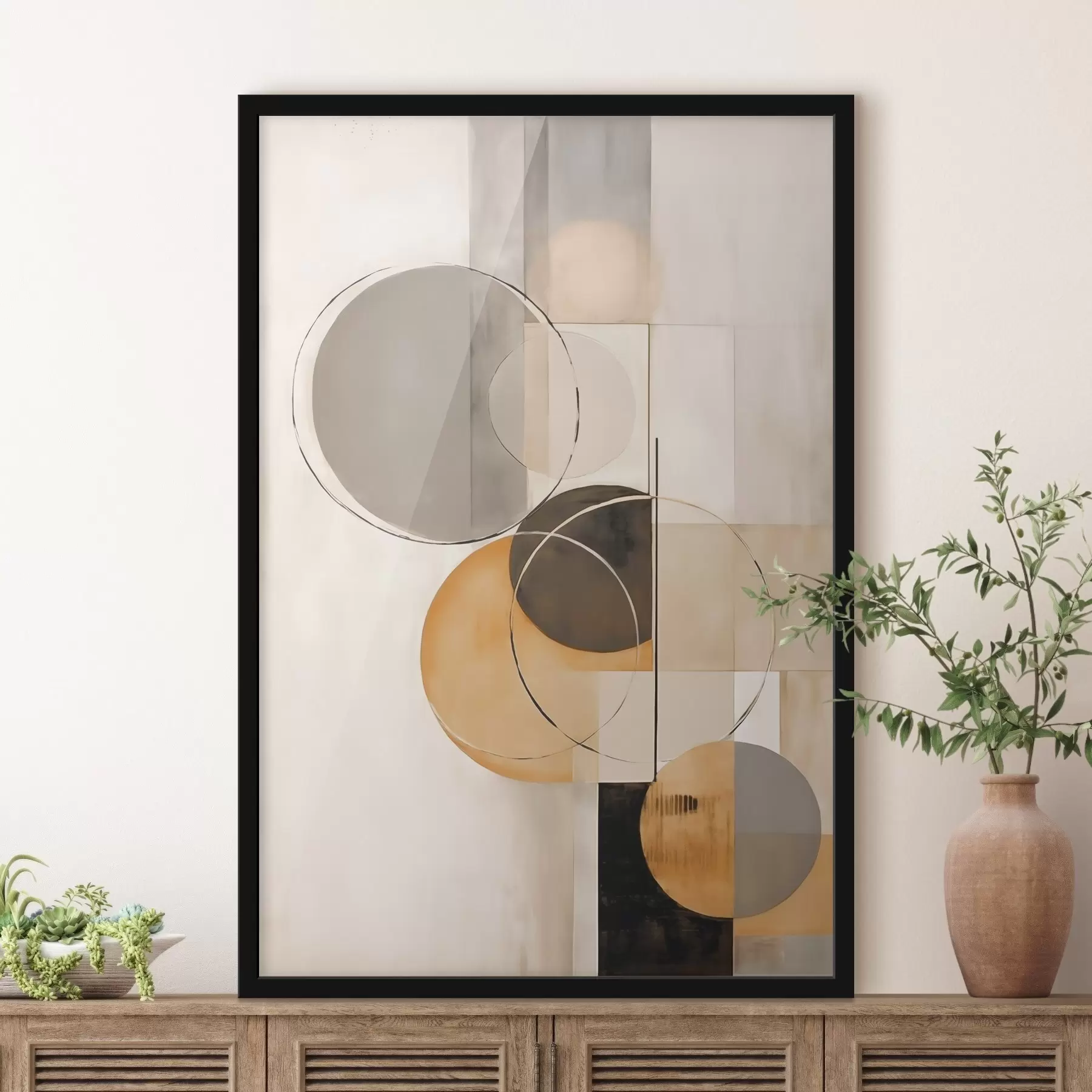Fotobehang Geometrische abstractie met cirkels f46358