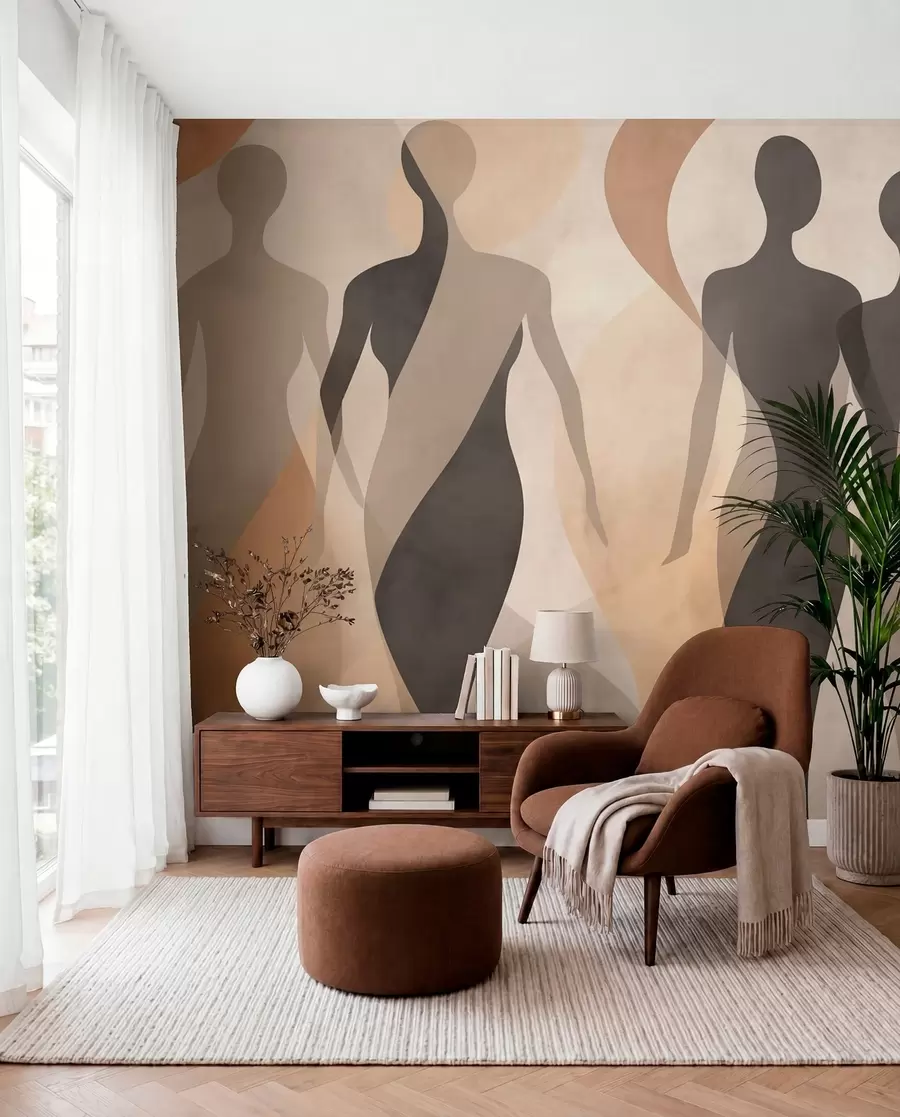 Fotobehang Vloeiende silhouetten w04787