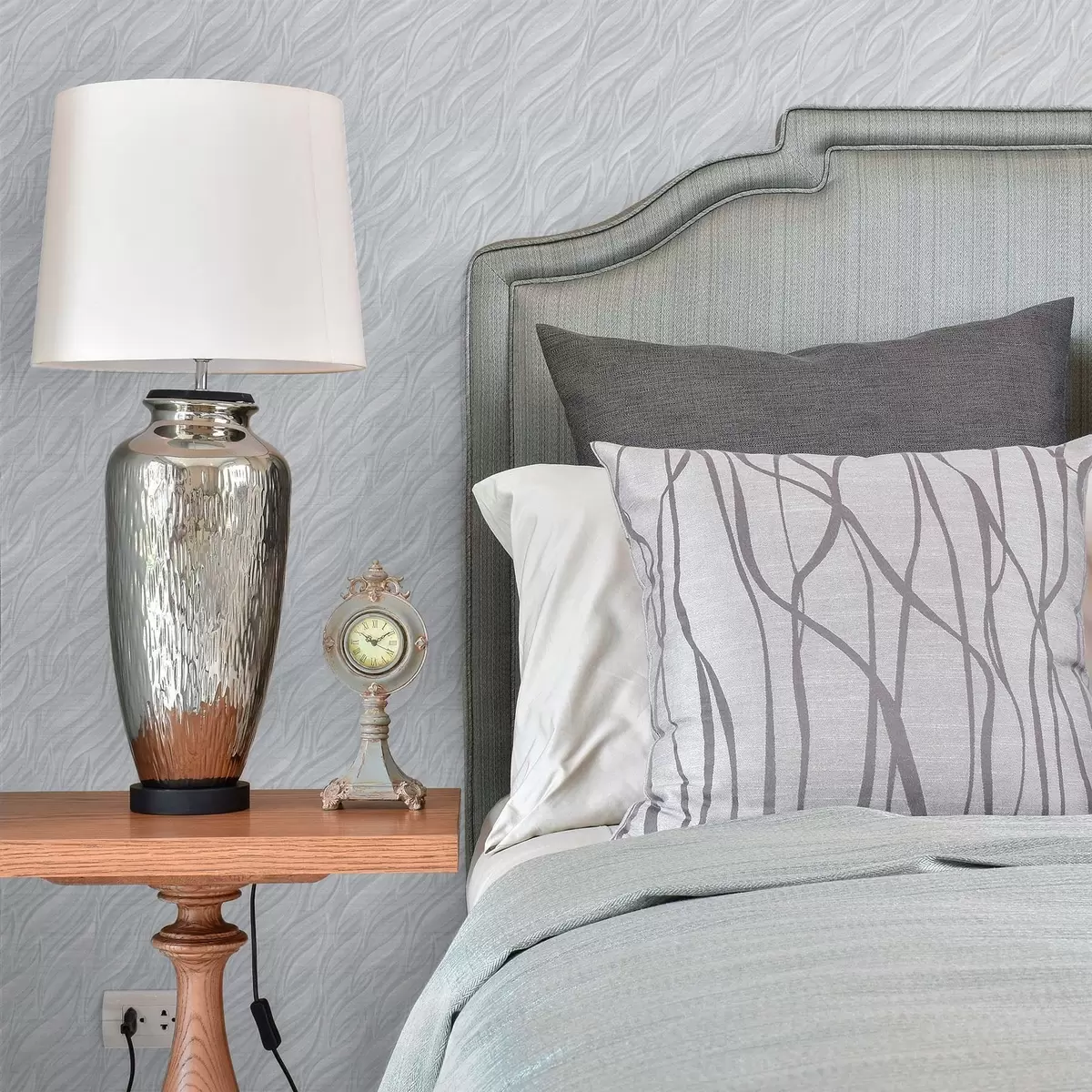 Behang Getextureerde borstelgolven, koel blauwgrijs a00688v3