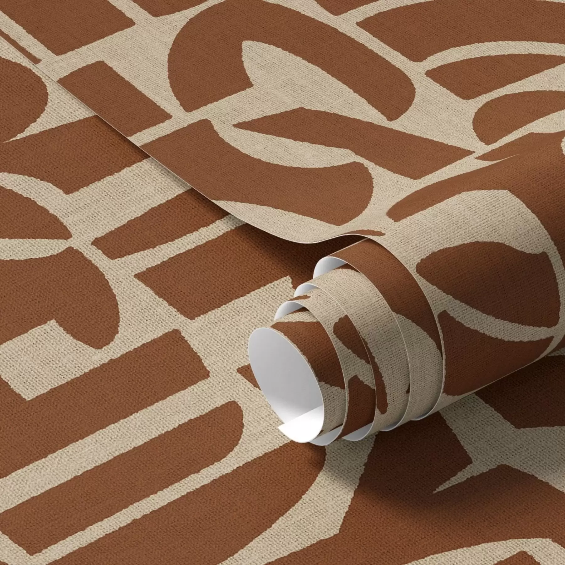 Fotobehang Terracotta geometrische vormen op linnen a00774