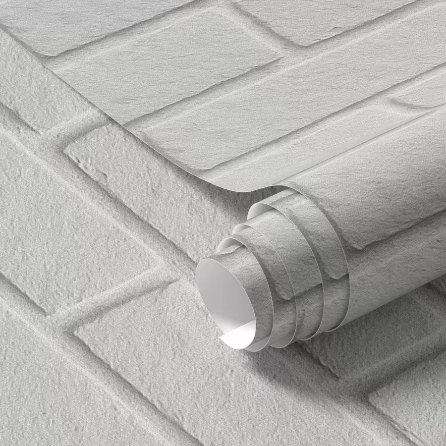 Fotobehang Witte baksteenstructuur, horizontale indeling a00877