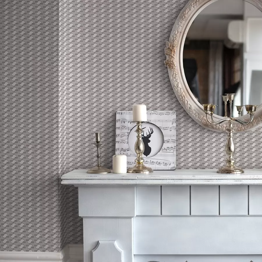 Fotobehang Mauve modulaire tegels met gekoppelde halve cirkels a00915