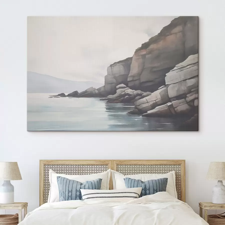  Schilderijen Rotsachtige kust in de mist s46464