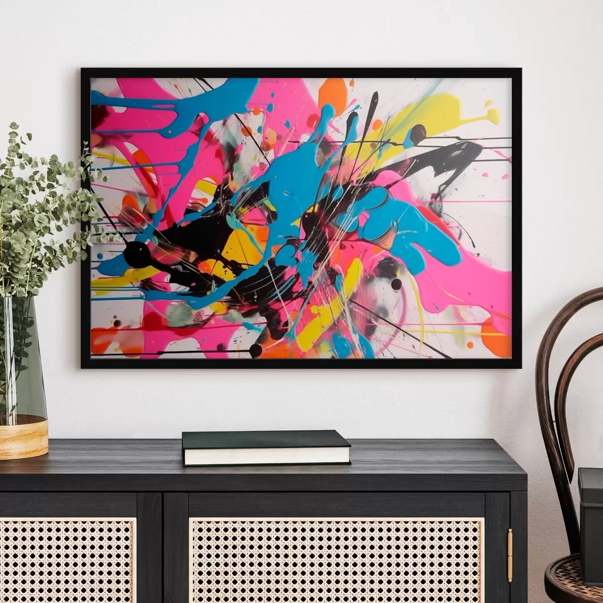 Poster Heldere verfspatten. Druppelende abstractie. f46478