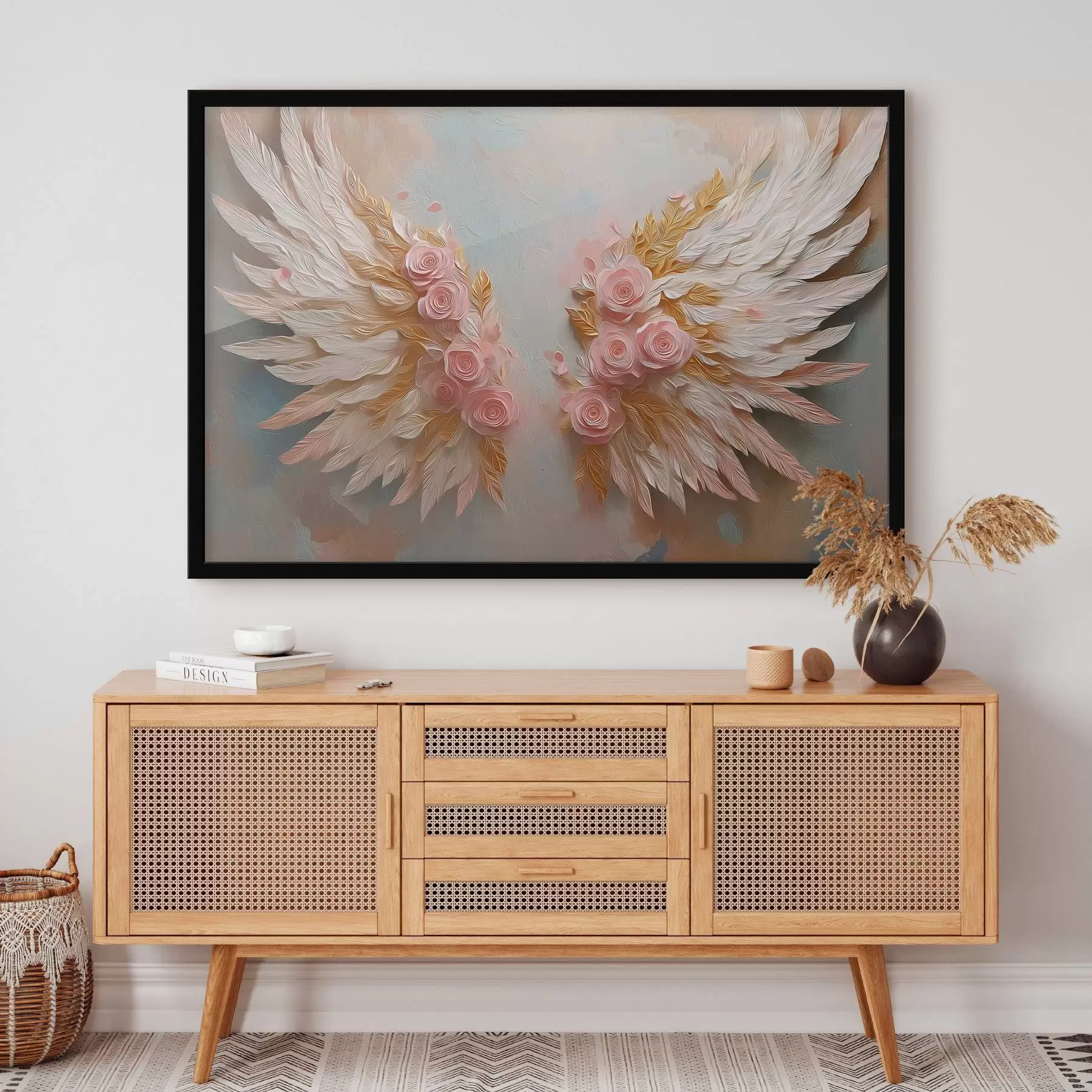 Fotobehang Vleugels met gele en roze kleuren f46551