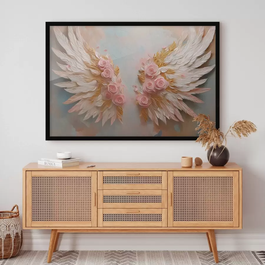 Fotobehang Vleugels met gele en roze kleuren f46551