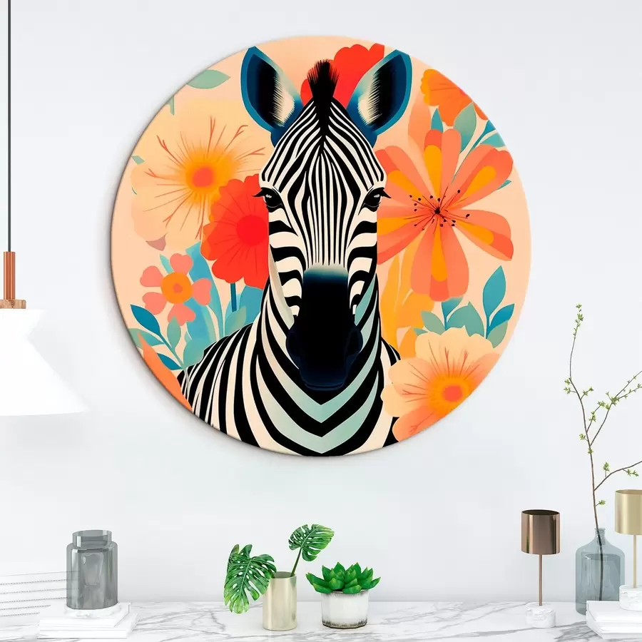  Schilderijen Zebra tussen bloemen r46457