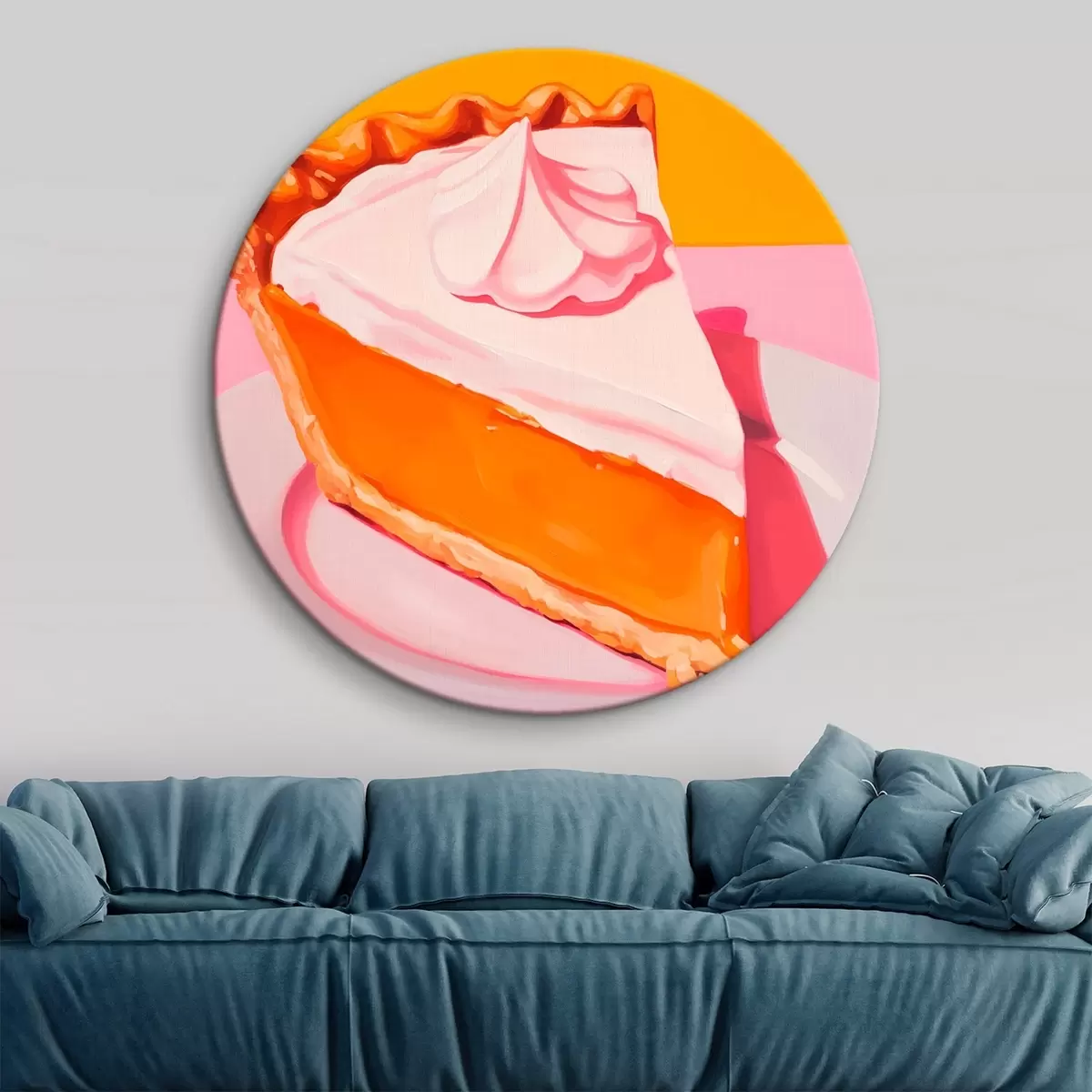 Ronde schilderijen Stuk pompoentaart. Popartillustratie r46462