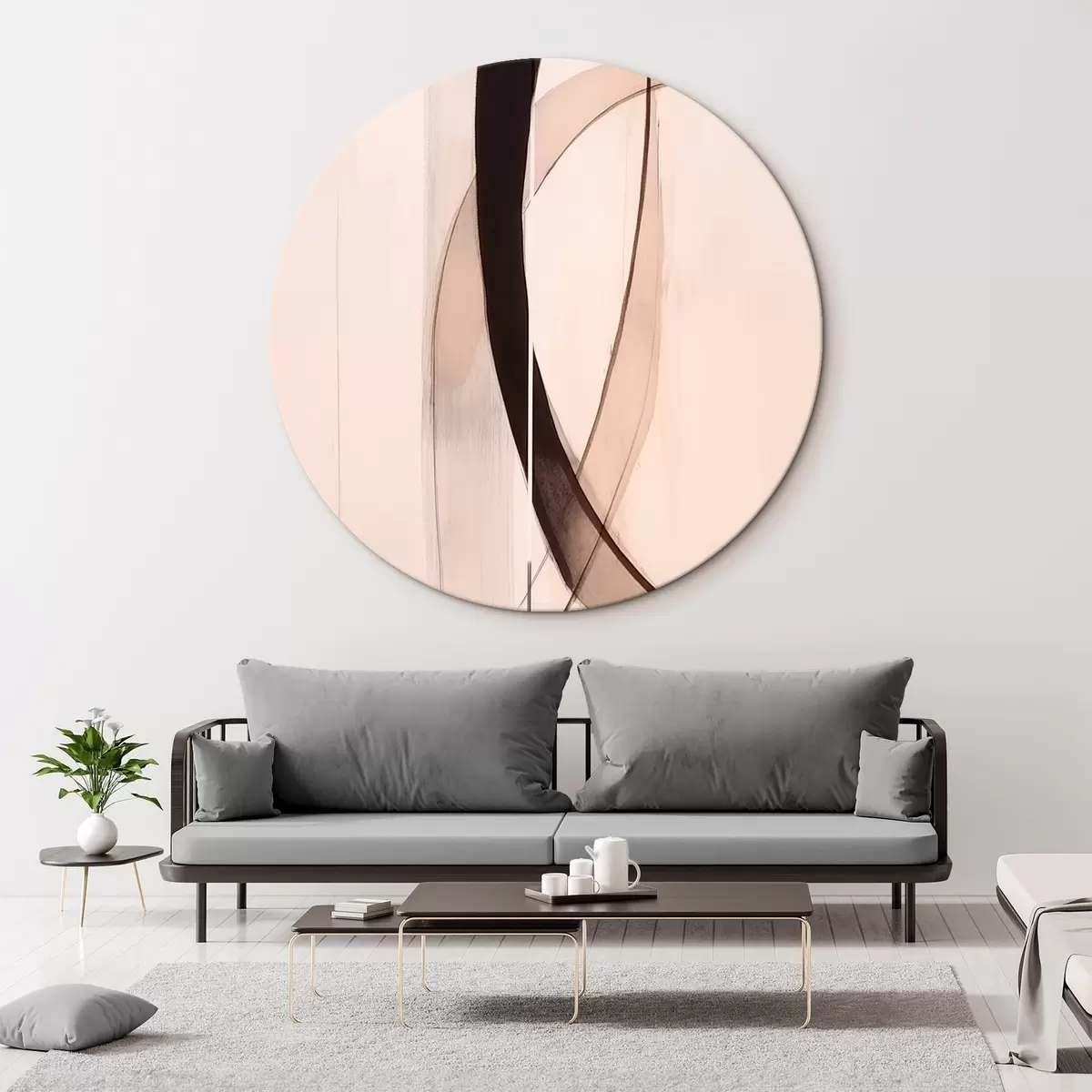 Ronde schilderijen Elegante kalligrafie. Abstractie r46468