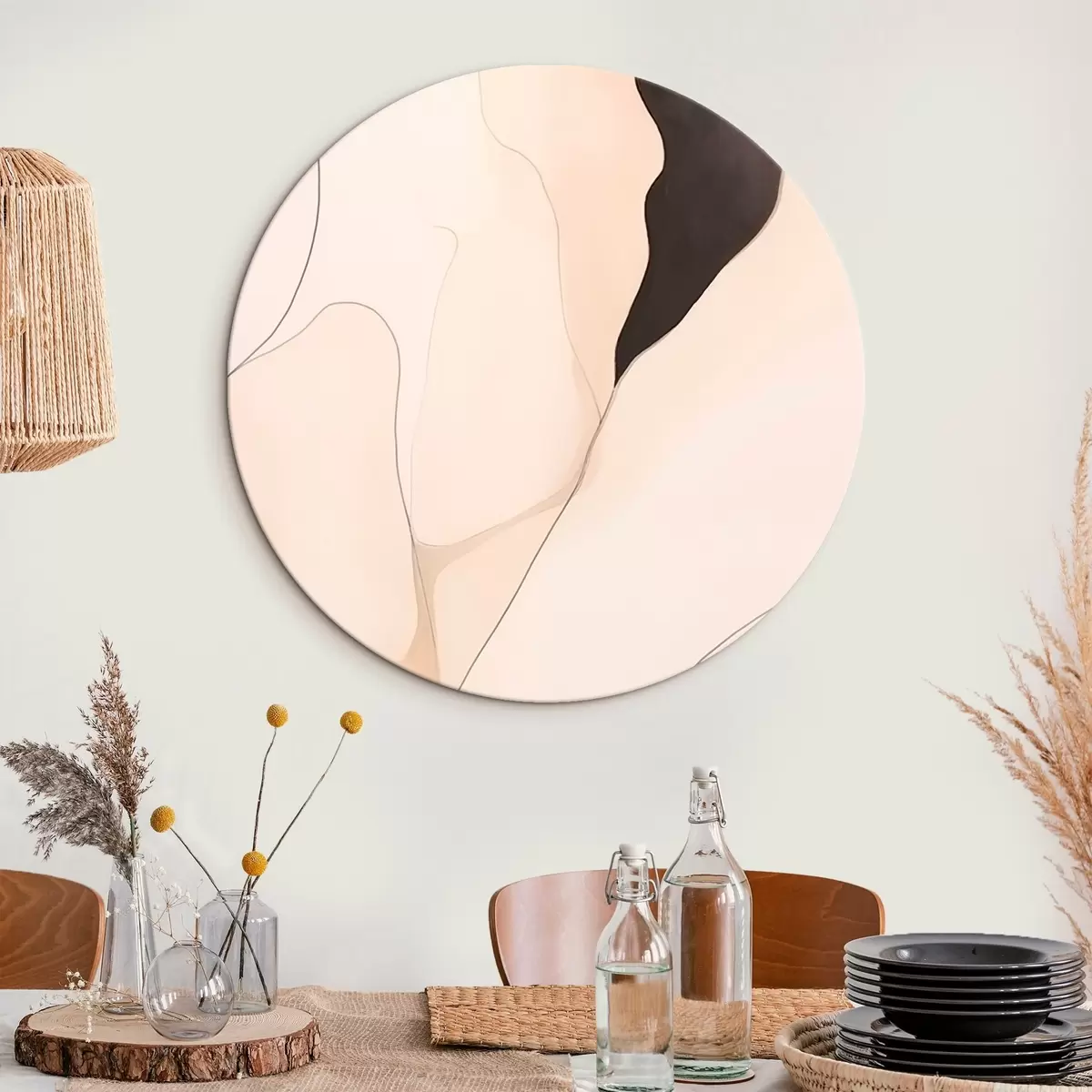 Ronde schilderijen Contourabstractie r46470