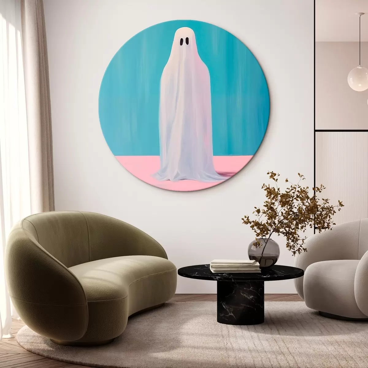 Ronde schilderijen Spook r46479