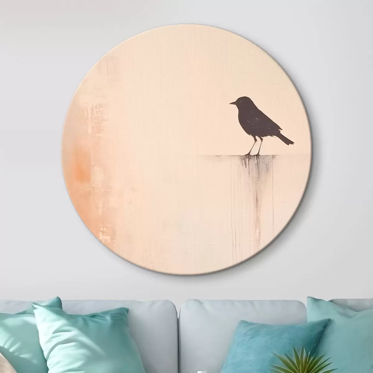 Ronde schilderijen Vogelsilhouet. Abstract minimalisme r46466