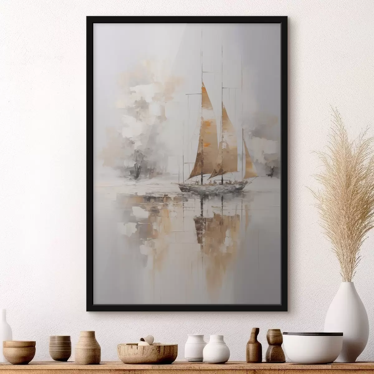 Poster Schilderij imitatie zeilboot f46565