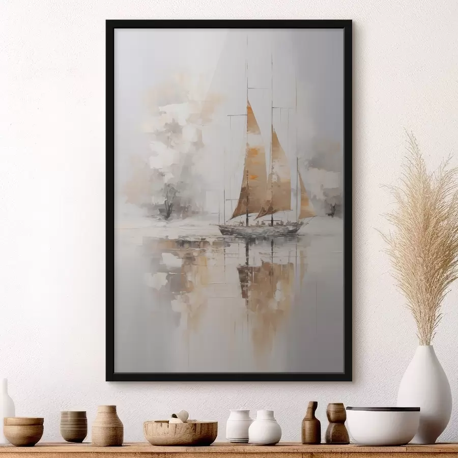 Fotobehang Schilderij imitatie zeilboot f46565