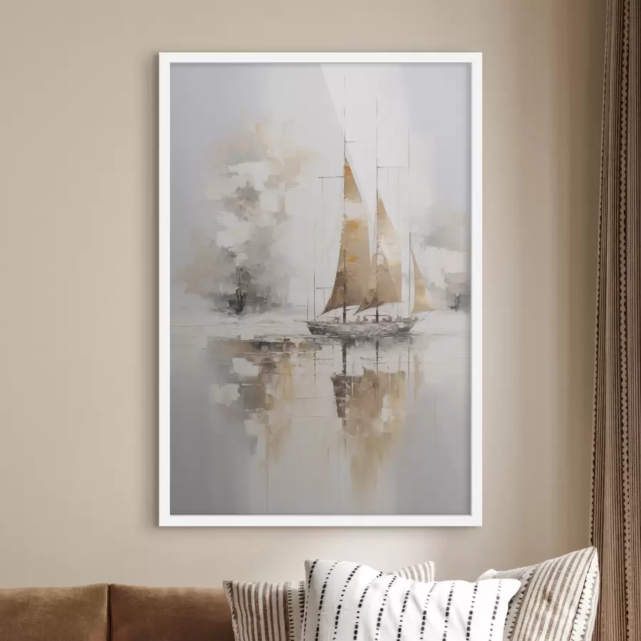 Fotobehang Schilderij imitatie zeilboot f46565