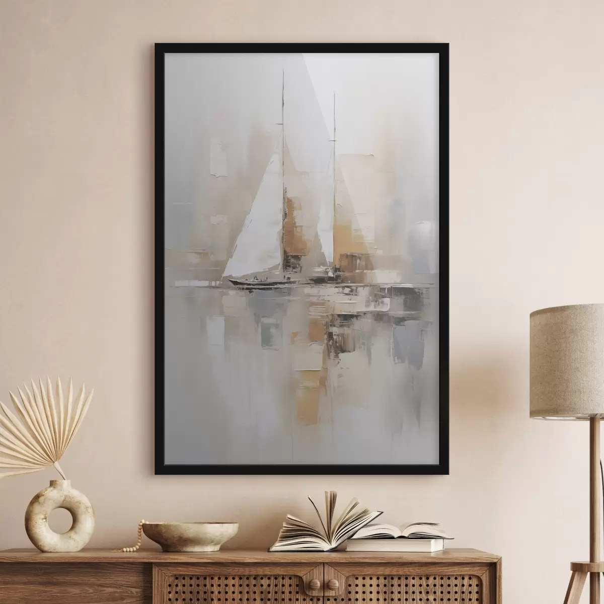 Poster Zeilboot abstractie f46566