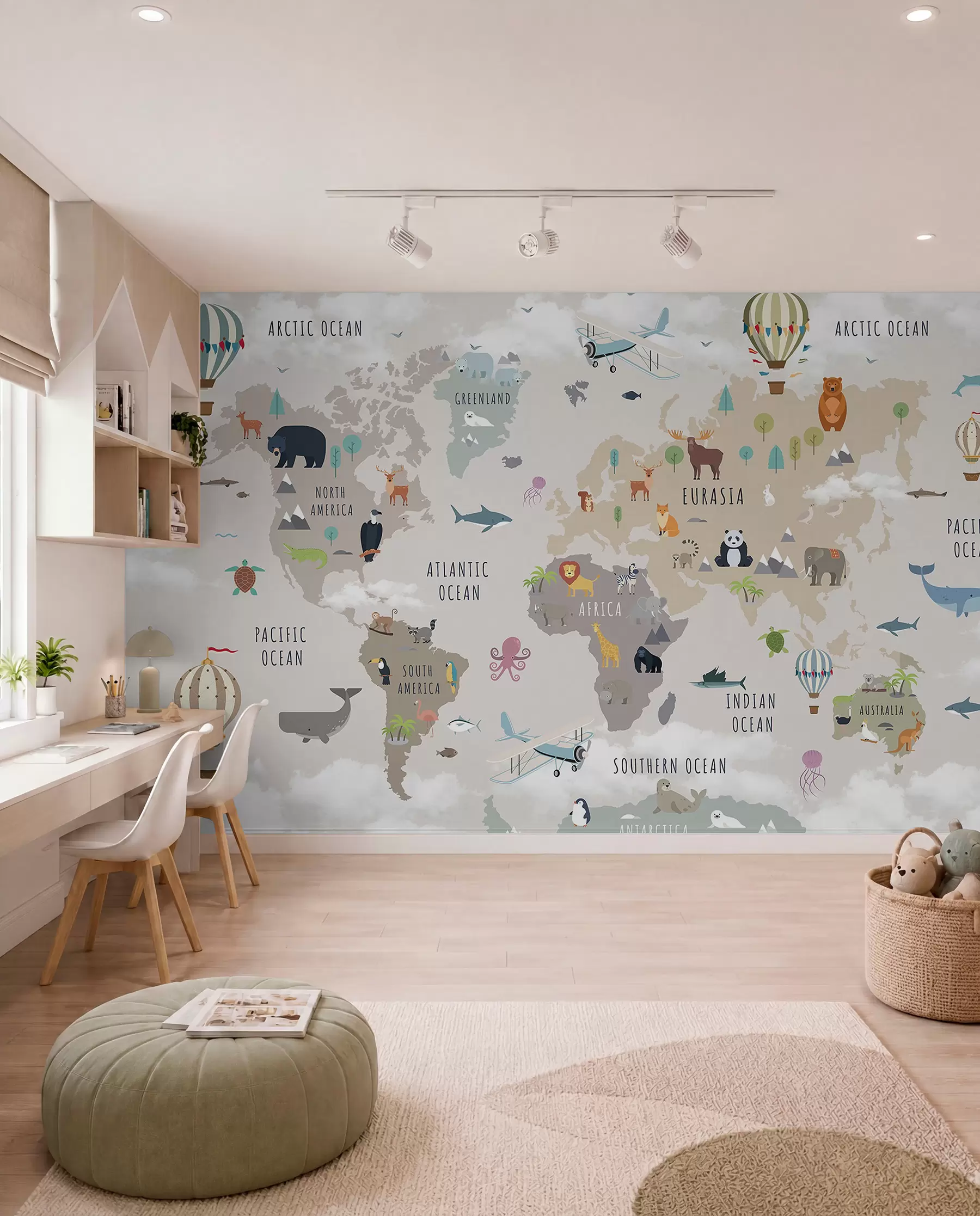 Fotobehang Dierenatlas in het Engels c00002en