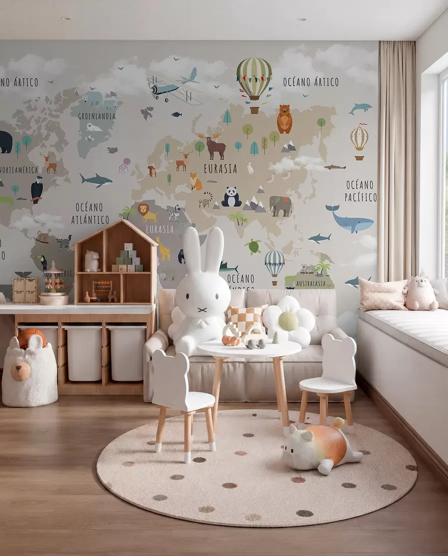 Fotobehang Dierenatlas in het Spaans c00002es