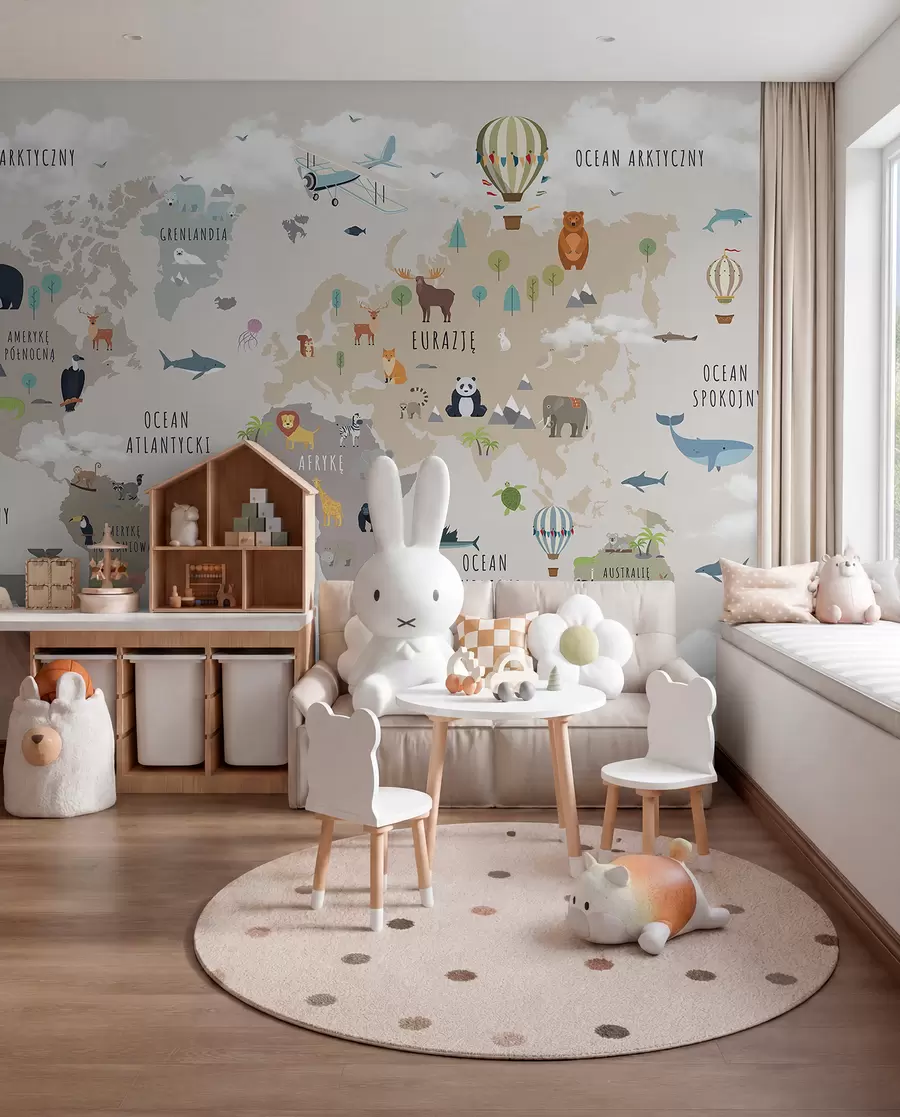 Fotobehang Dierenatlas in het Pools c00002pl