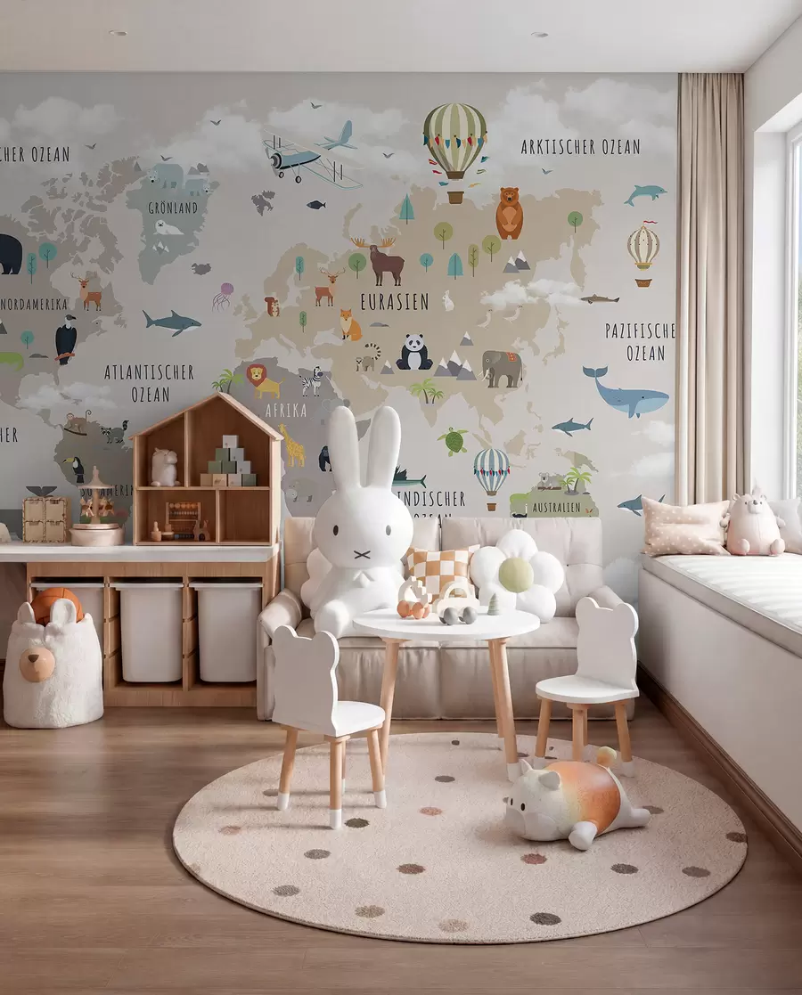 Fotobehang Dierenatlas in het Duits c00002de